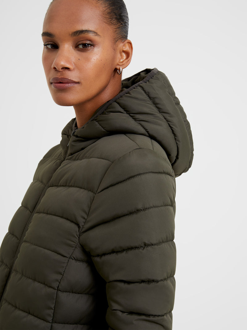 Mid-length Hooded Puffer Coat Khaki | French Connection UK