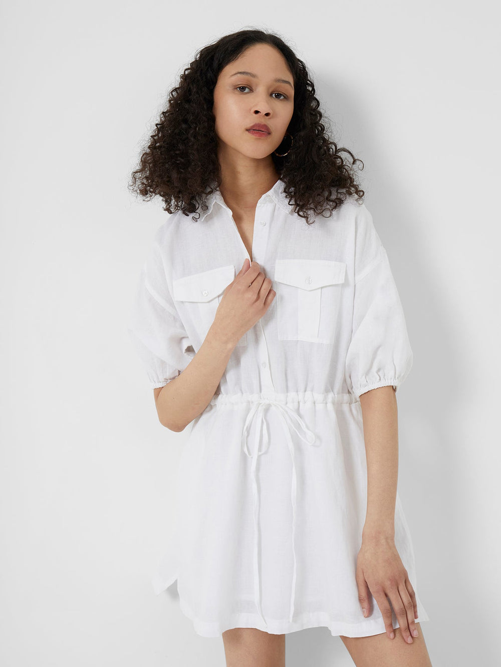 Ahia Cotton-Linen Shirt Mini Dress | French Connection UK