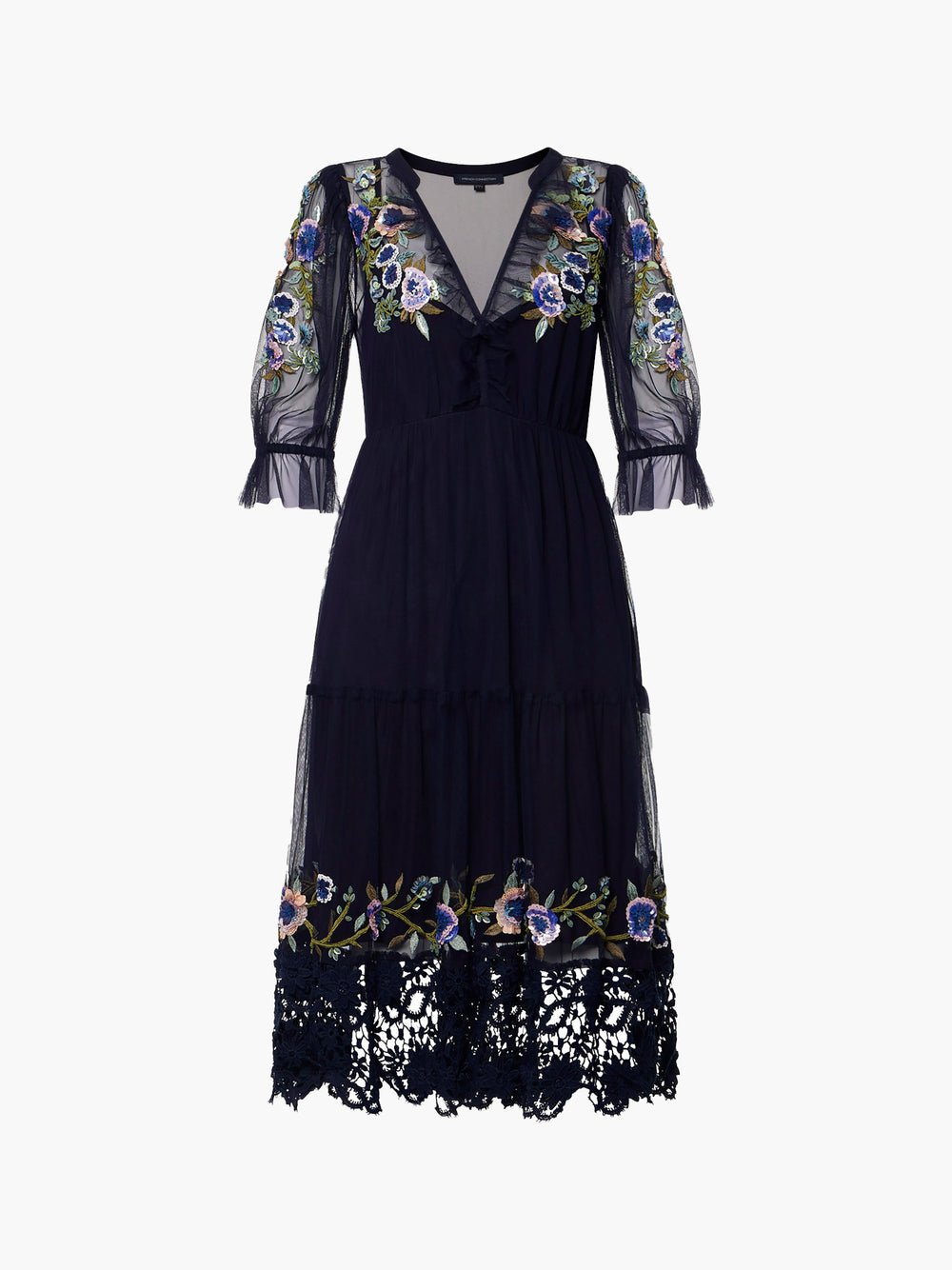 Embroidered | Cluster UK Indigo French Maxi Ambre Dress Connection