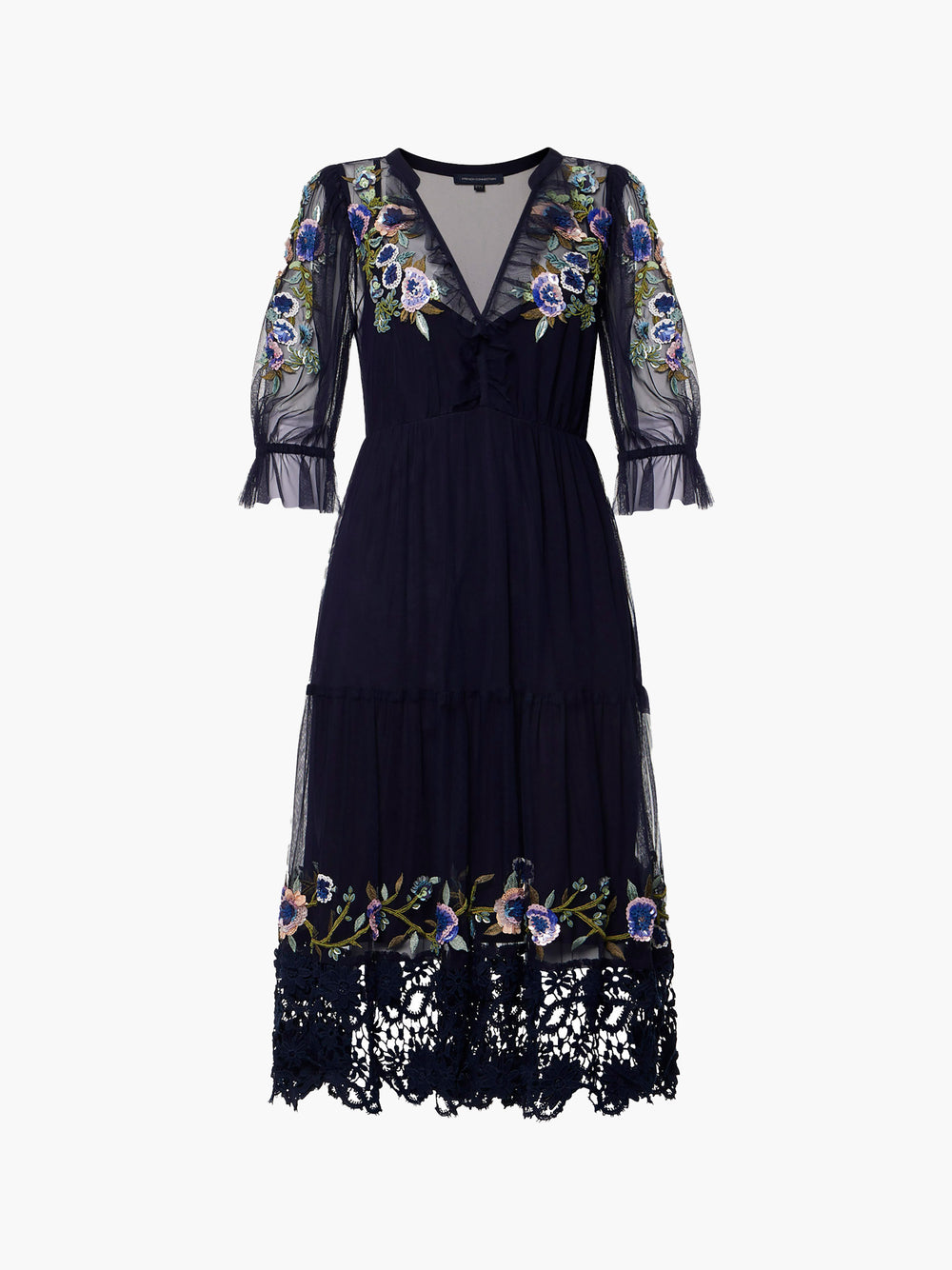 Ambre Embroidered Cluster Maxi Dress Indigo | French Connection UK