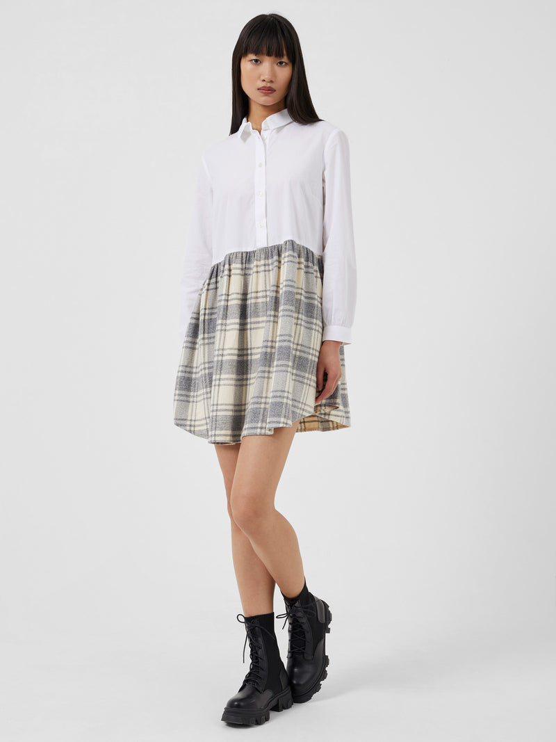 Arla Flannel Shirt Dress Classic Cream Multi | French Connection UK