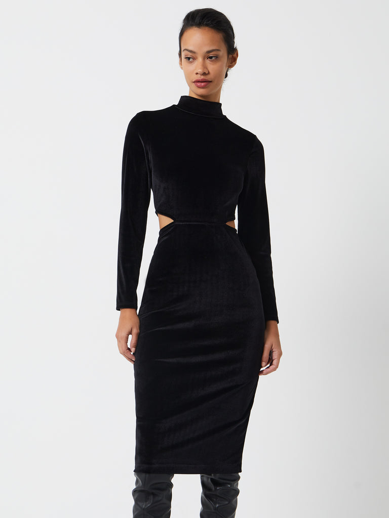 Sula Velvet Jersey Cut Out Dress Black | French Connection UK