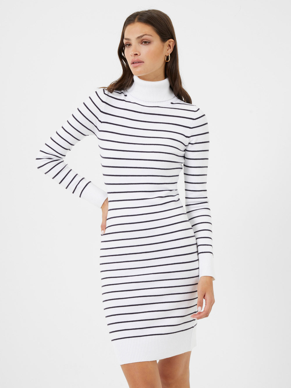 High neck striped clearance dress