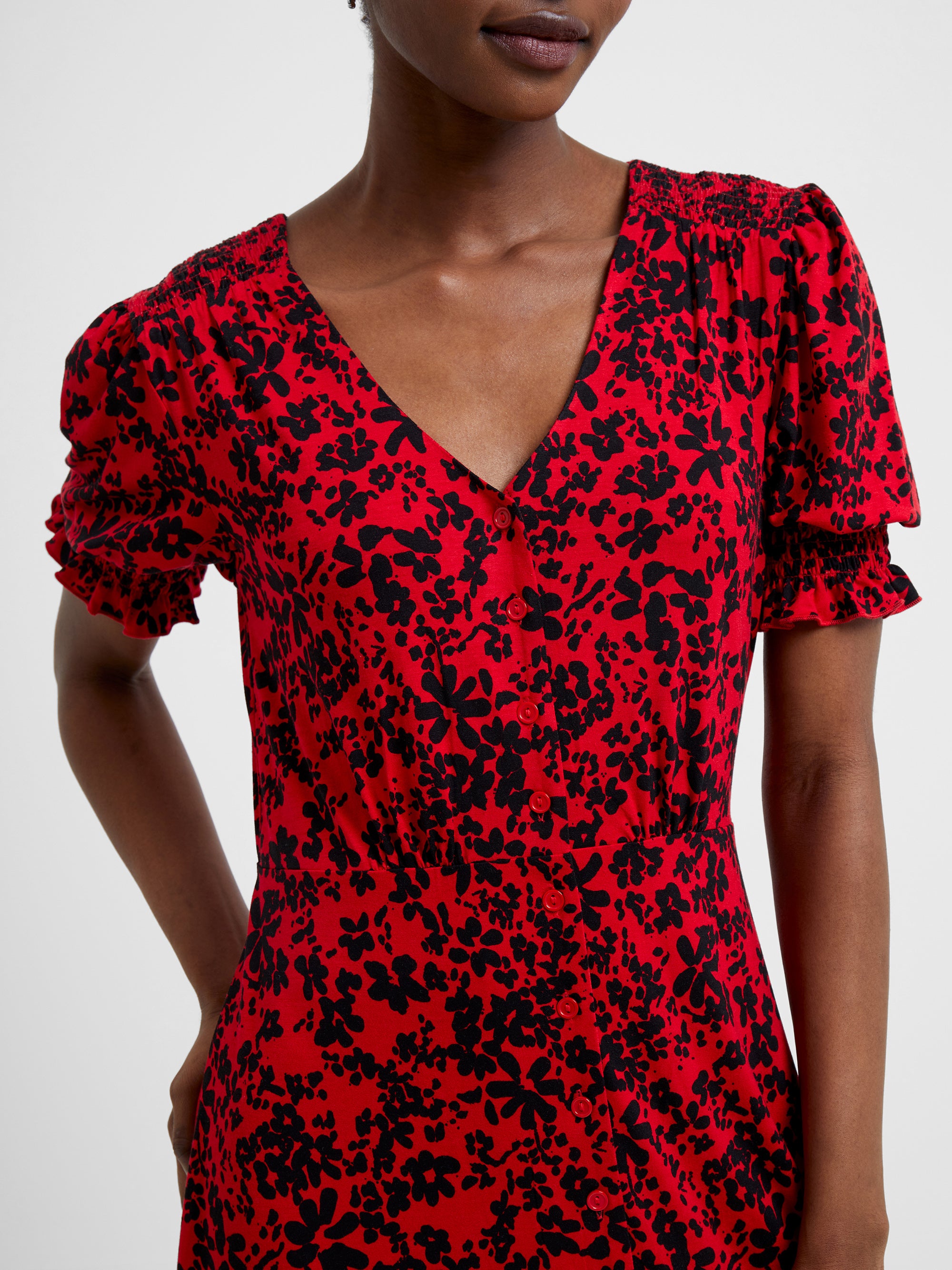 Vee Button-Through Dress