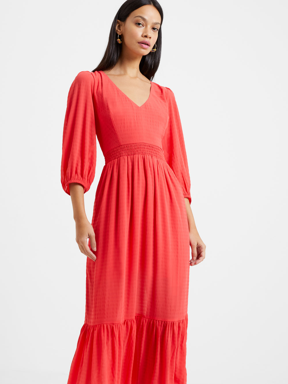 Cora Tiered Midi Dress Bittersweet | French Connection UK