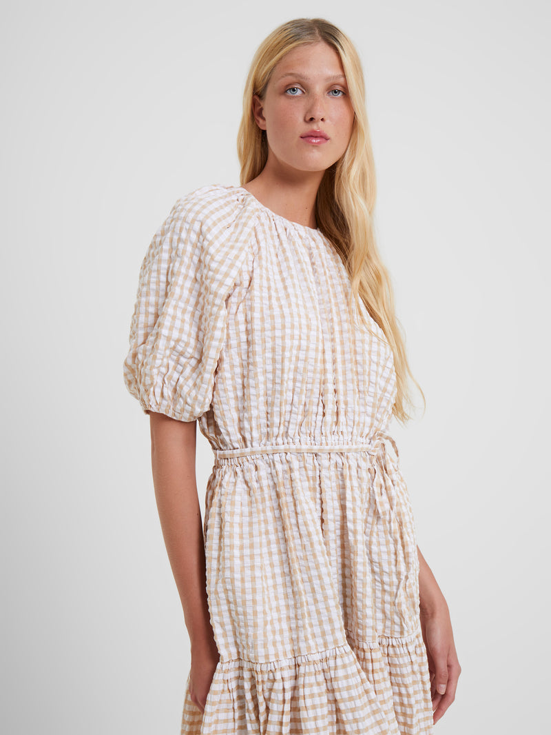Beige gingham hotsell dress