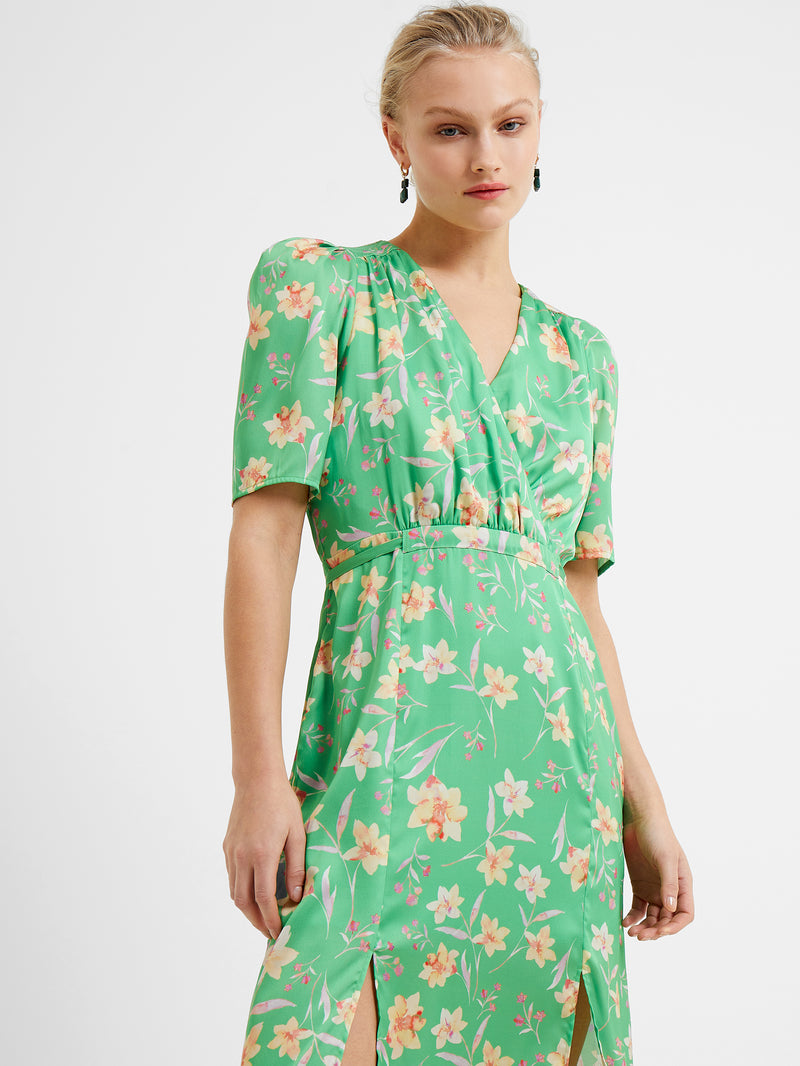 Camille Wrap Midi Dress Poise Green | French Connection UK