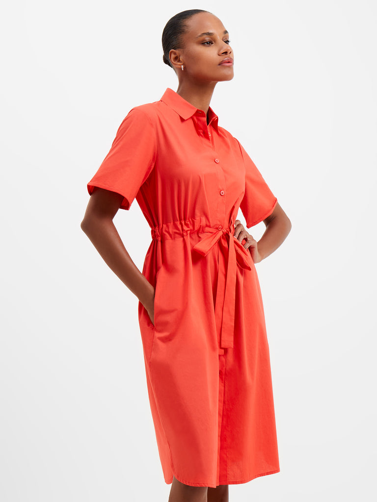 Rhodes Poplin Shirt Dress Hibiscus | French Connection UK