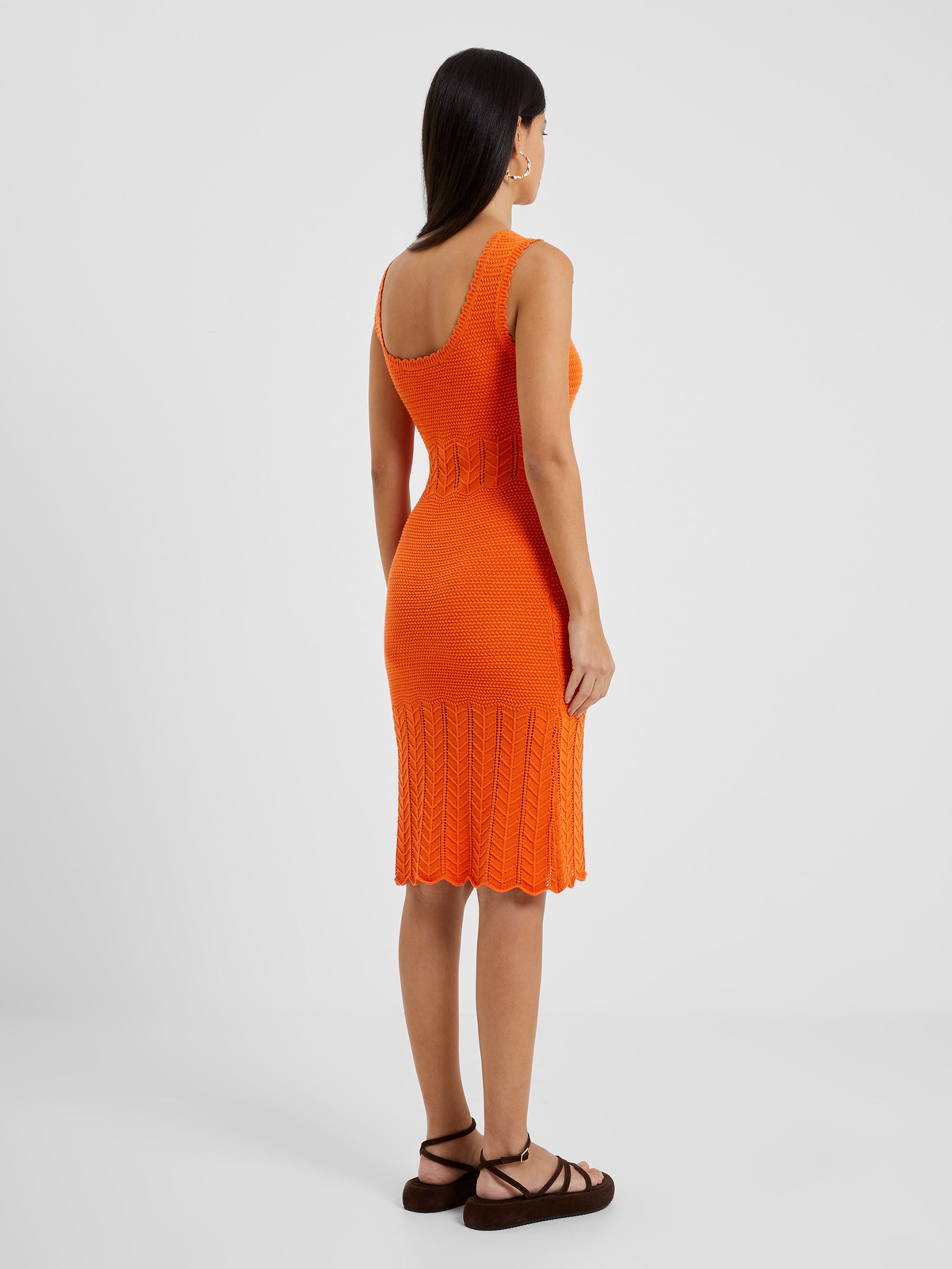 Nellis Cotton Crochet Dress Mandarin Orange French Connection UK