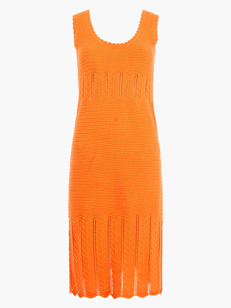 Nellis Cotton Crochet Dress Mandarin Orange | French Connection UK