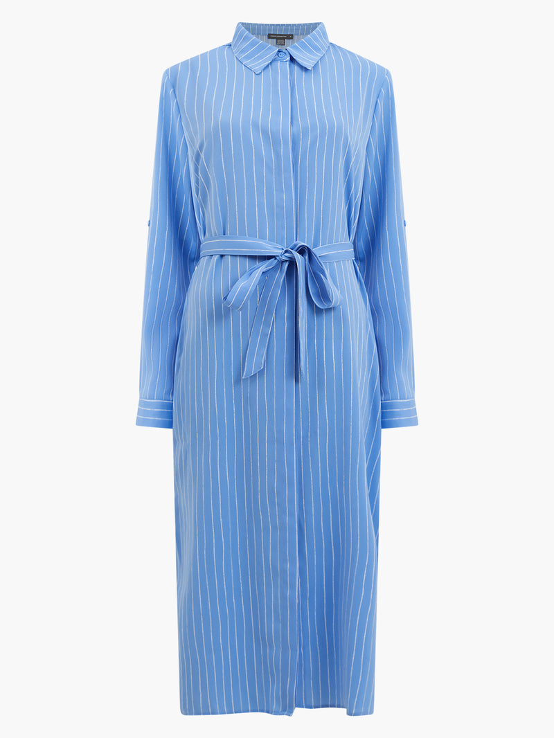 Pinstripe Button Through Shirt Dress Tranquil Blue/White | French ...
