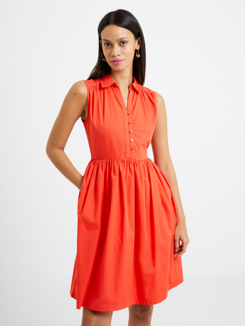 Sleeveless Smock Shirt Dress Flame Red | French Connection UK