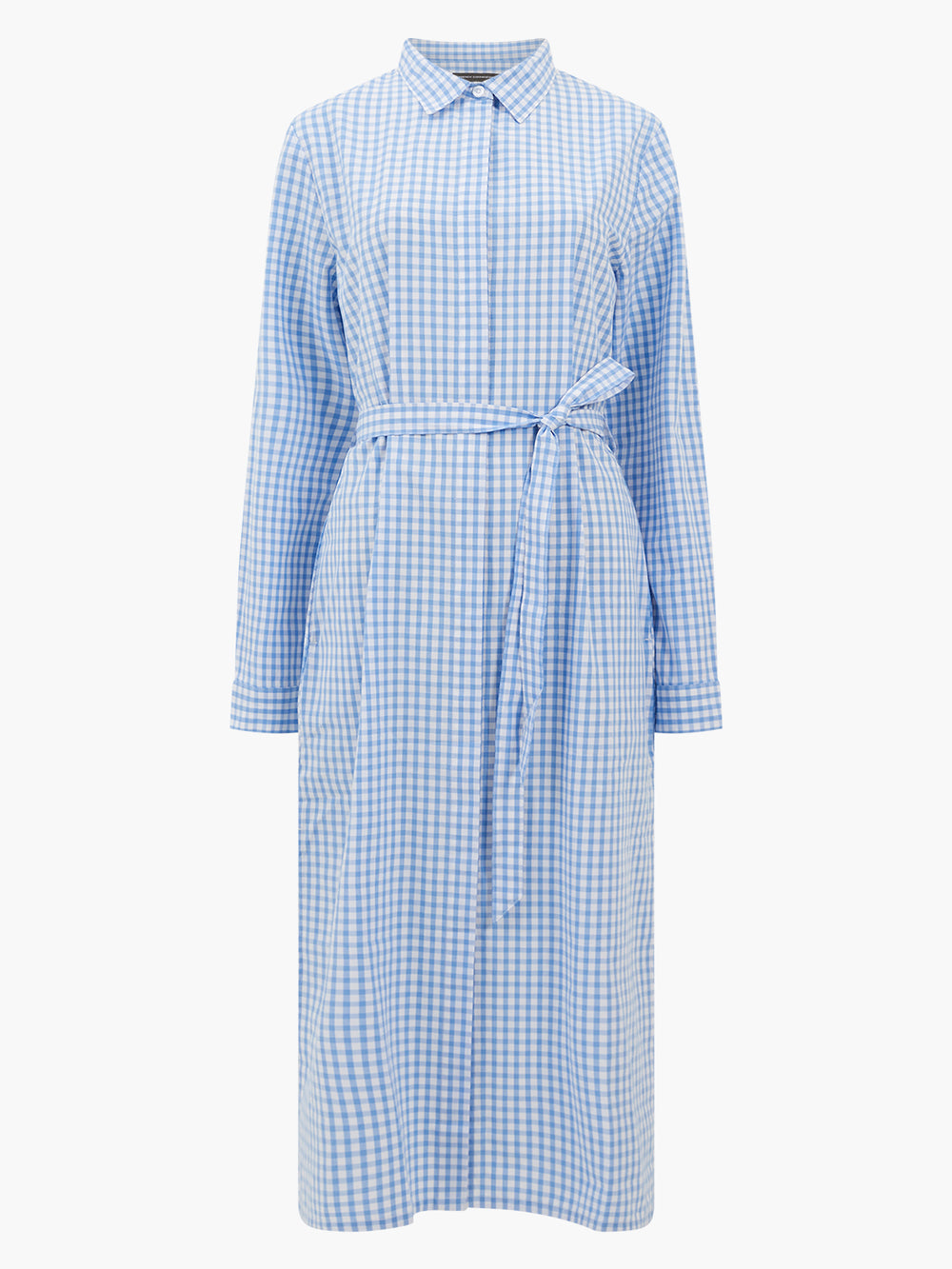Gingham Button-Through Shirt Dress Cornflower Blue/White | French ...