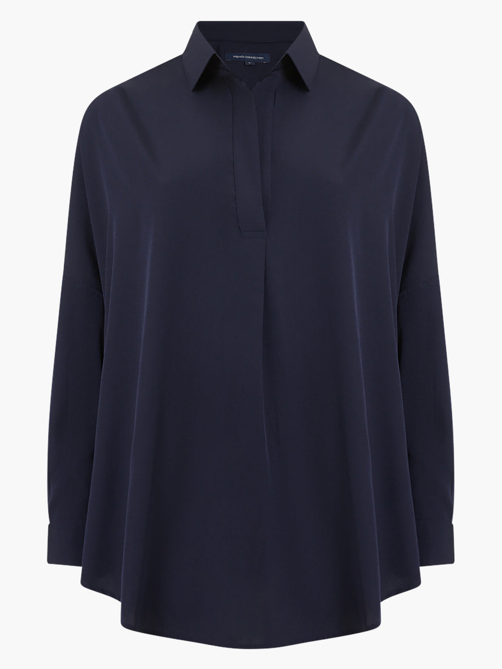 Rhodes Recycled Crepe Popover Shirt Utility Blue | French Connection UK
