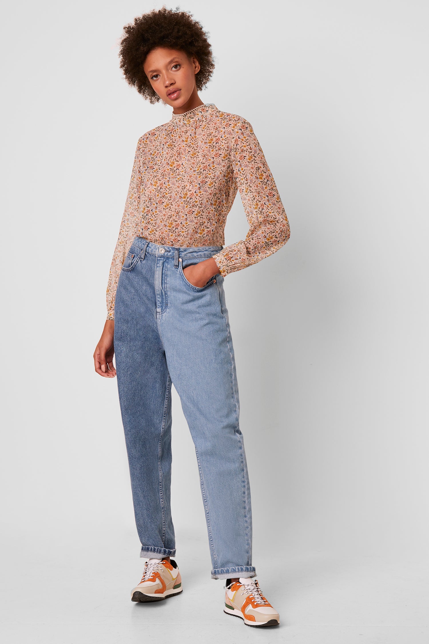 delmira sheer printed blouse cherry cream mousse multi
