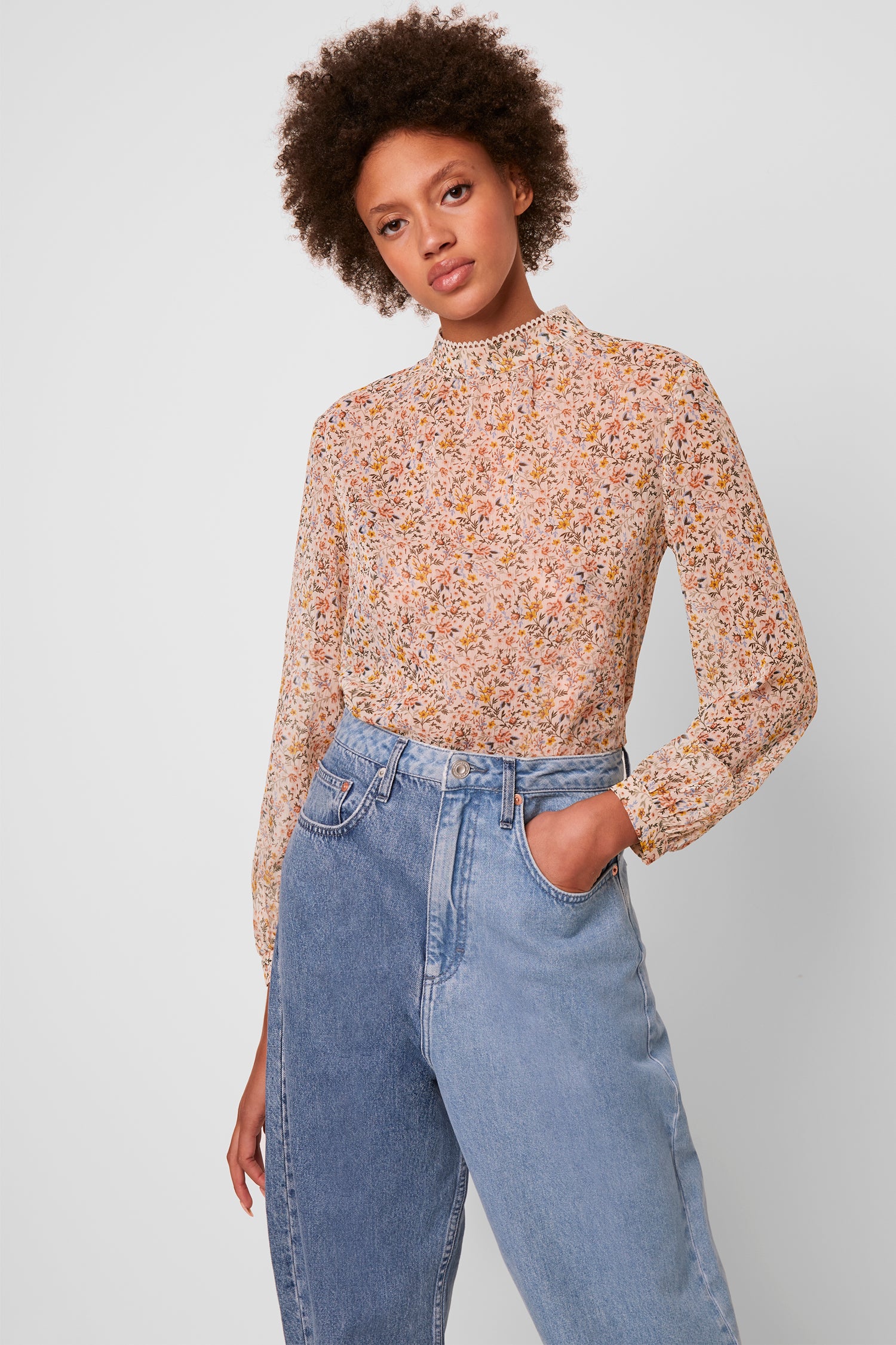 delmira sheer printed blouse cherry cream mousse multi