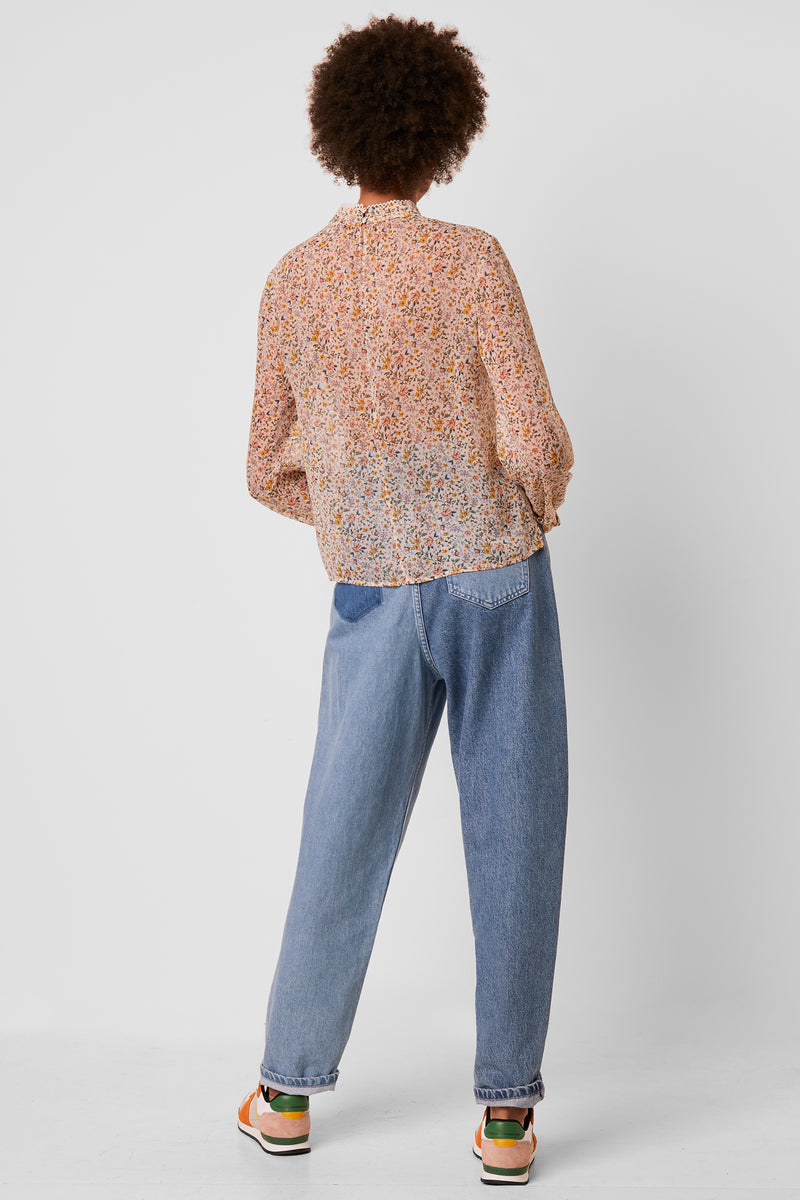 delmira sheer printed blouse cherry cream mousse multi