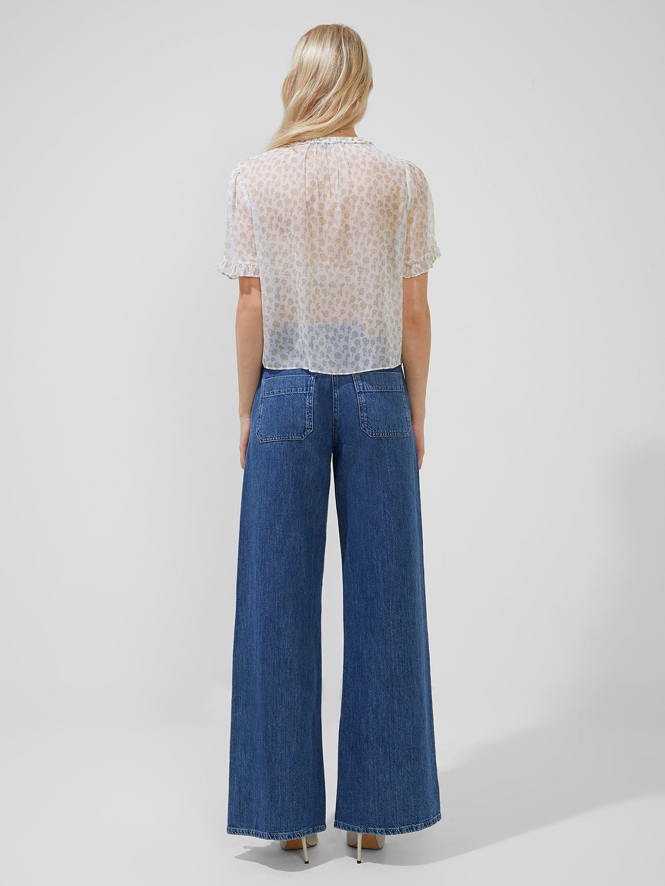 Doria Crinkle Ruffle Front Top