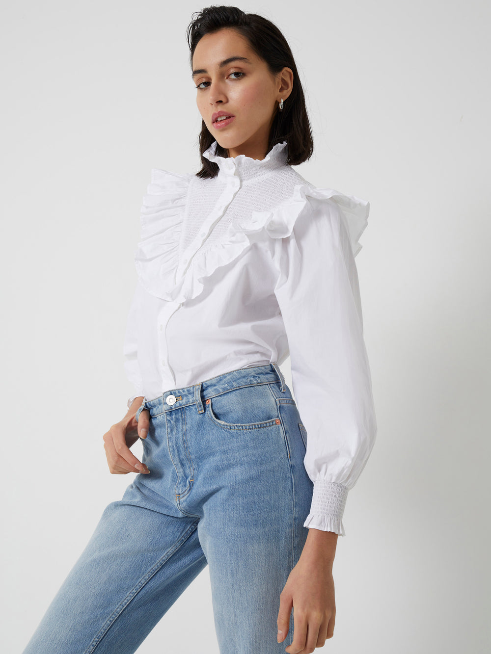 Organic Rhodes Poplin Smock Top Summer White | French Connection UK