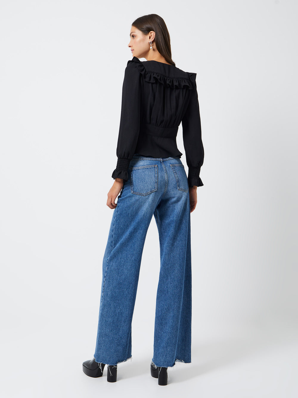 Etrya Colette Crepe Embroidered Top Black | French Connection UK