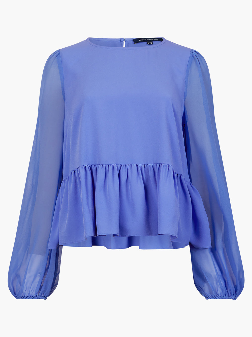 Crepe Light Georgette Peplum Top Baja Blue | French Connection UK