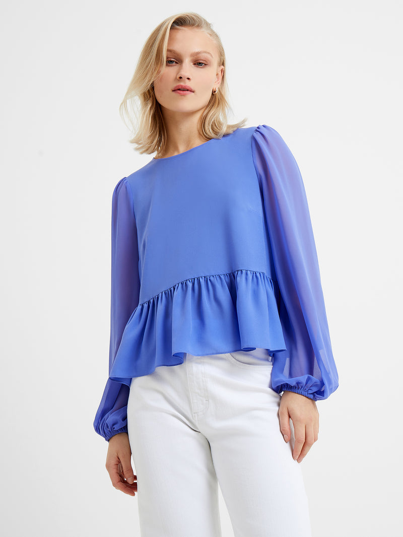 Blue peplum 2025 shirt