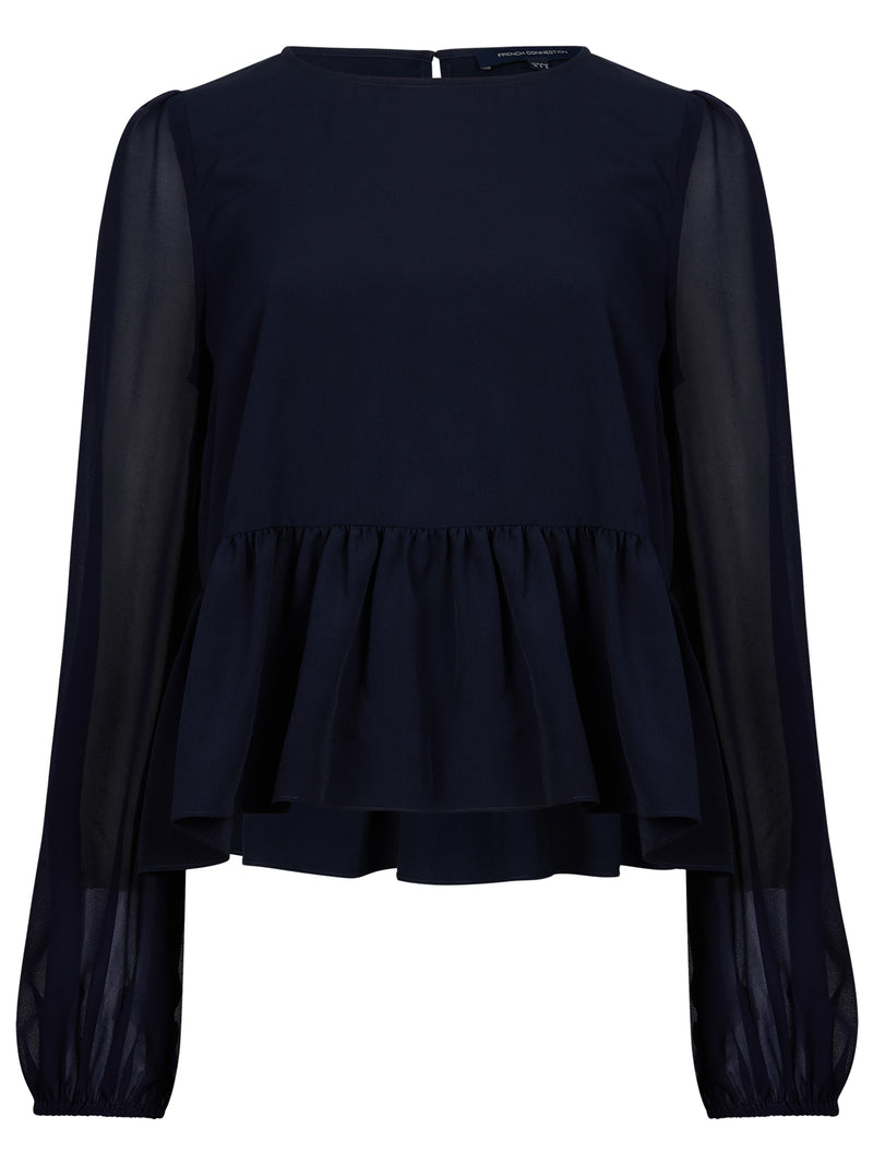 Crepe Light Georgette Peplum Top Marine | French Connection UK