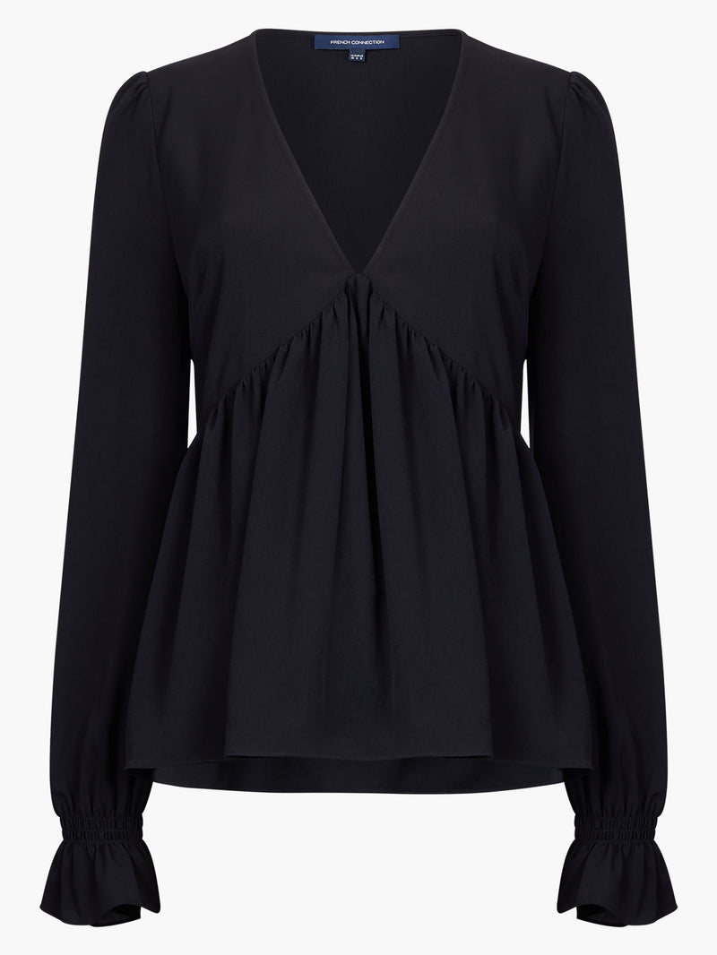 Crepe Light V Neck Top Black | French Connection UK