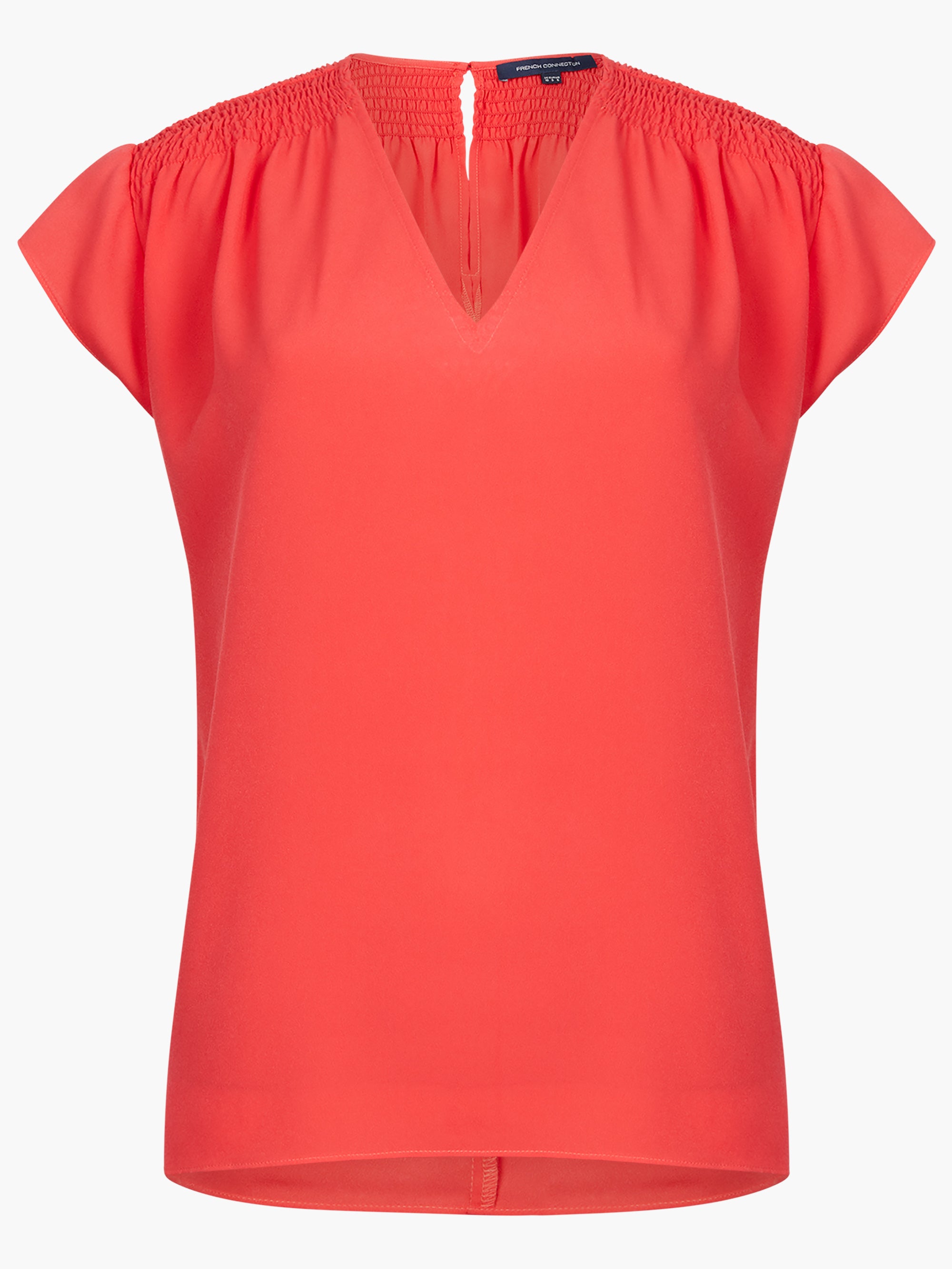 Crepe Light Smocked Shoulder V-Neck Top
