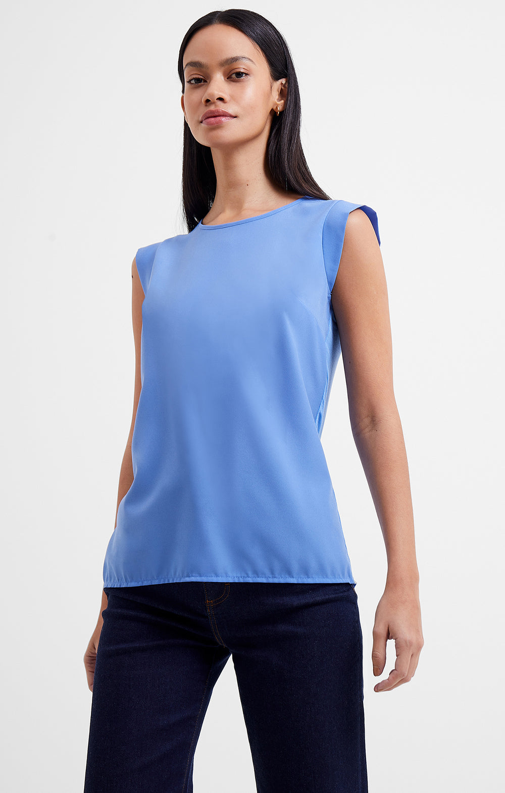Crepe Light Cap Sleeve Top Placid Blue | French Connection UK