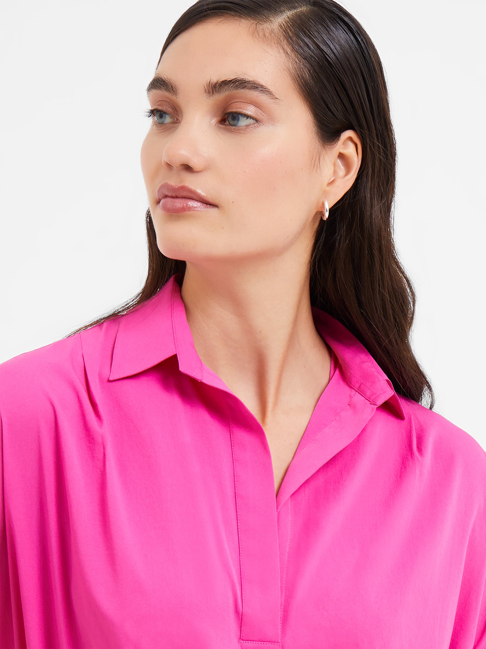Cele Recycled Crepe Light Popover Shirt Wild Rosa | French Connection UK