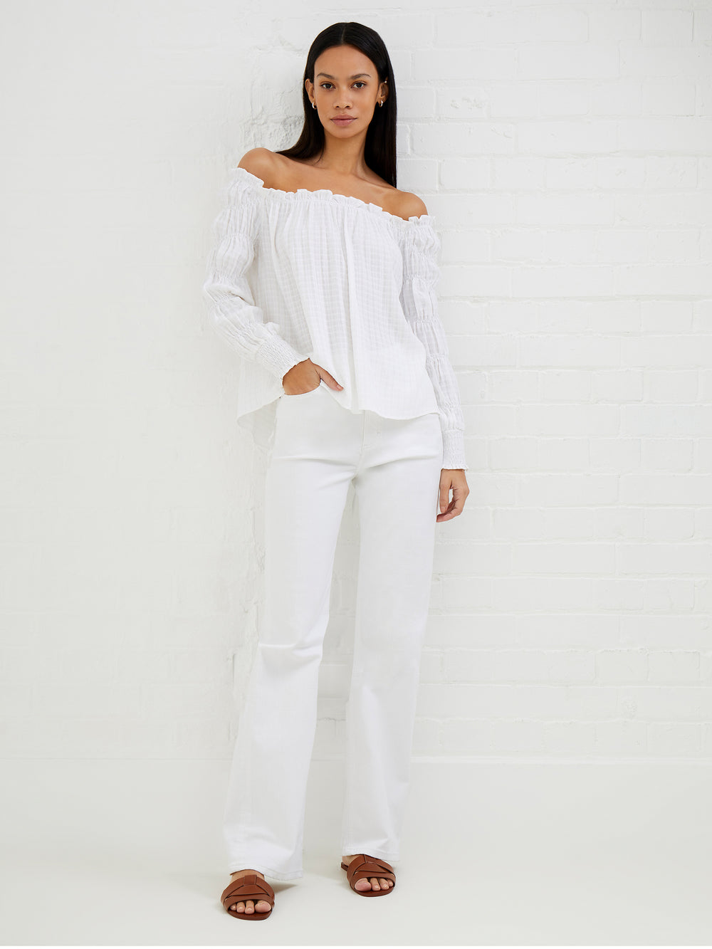 Womens white bardot top Clearance