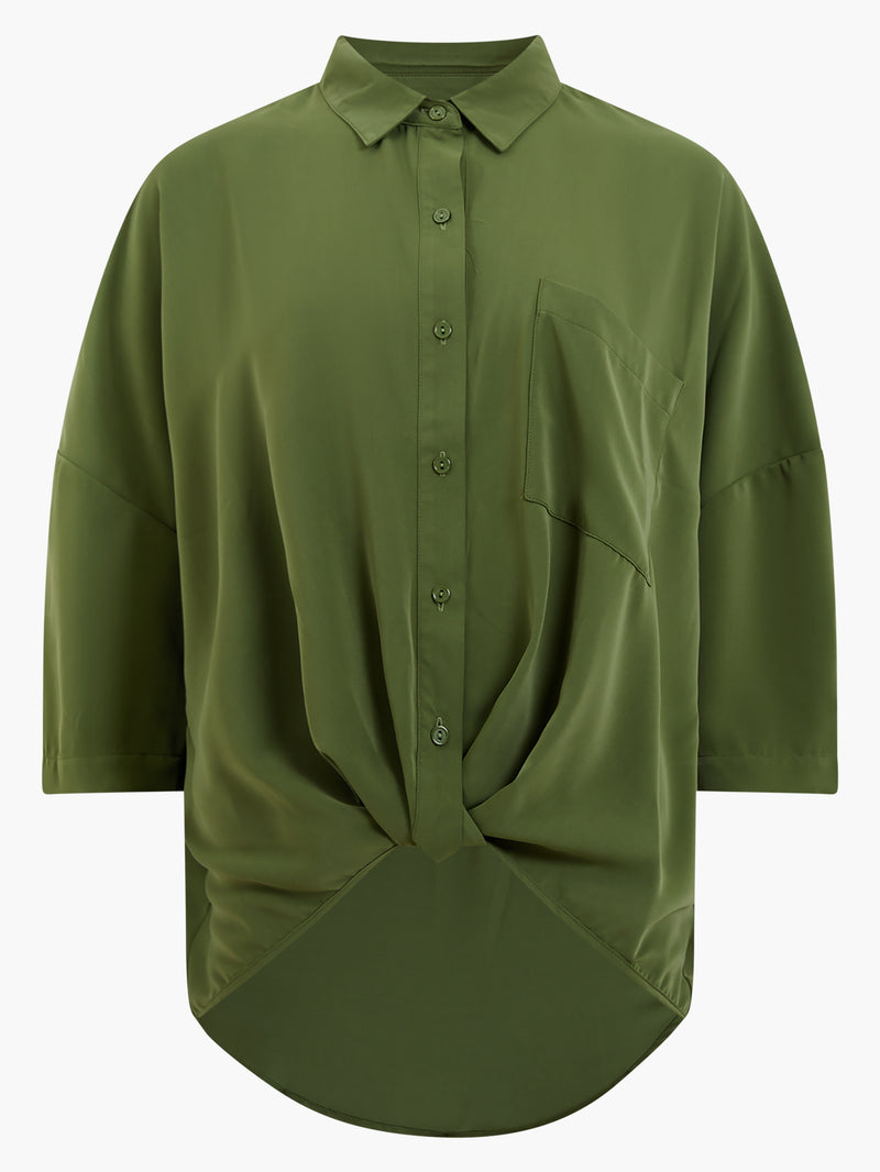 Roll Up Collar Plain Top