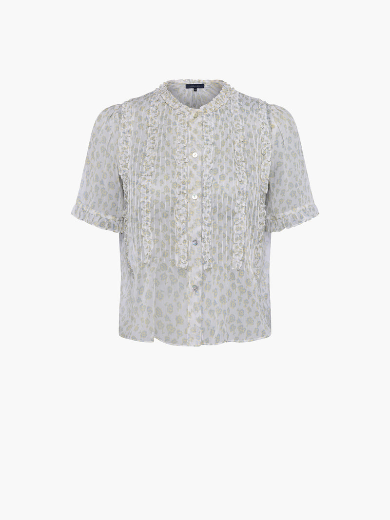 Doria Crinkle Ruffle Front Top
