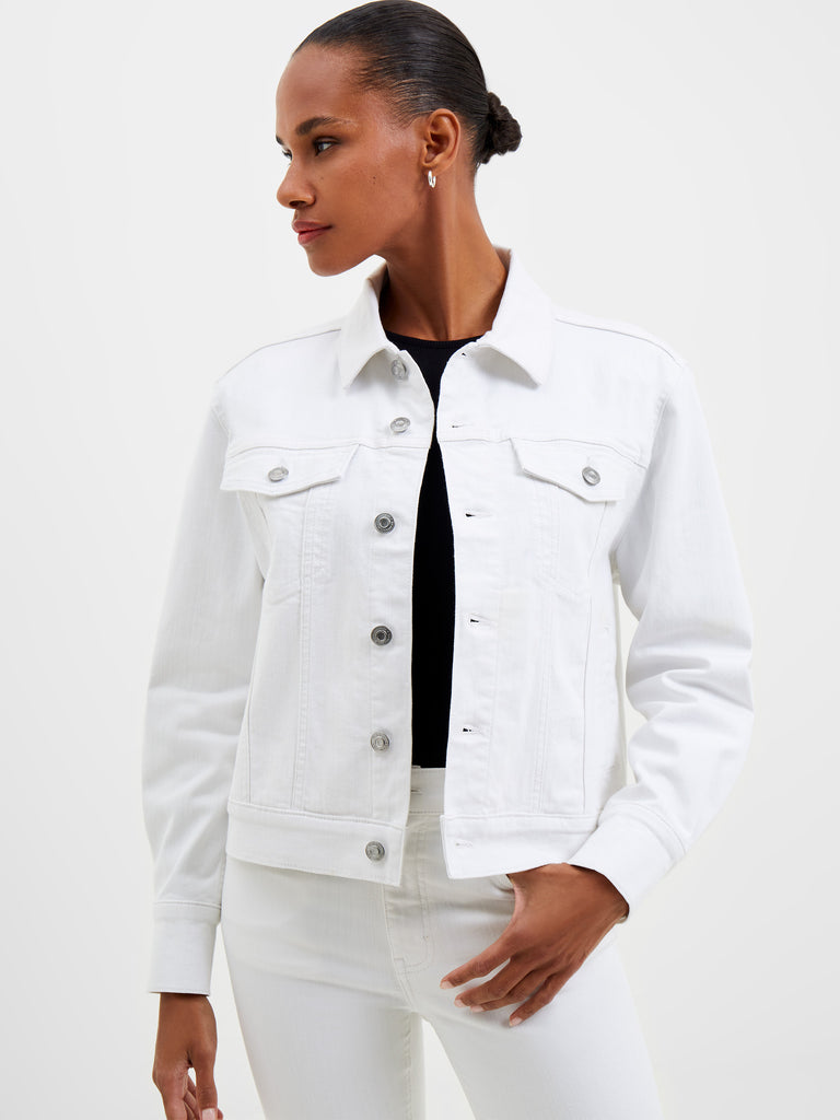 White Denim Stretch Trucker Jacket WHITE French Connection UK