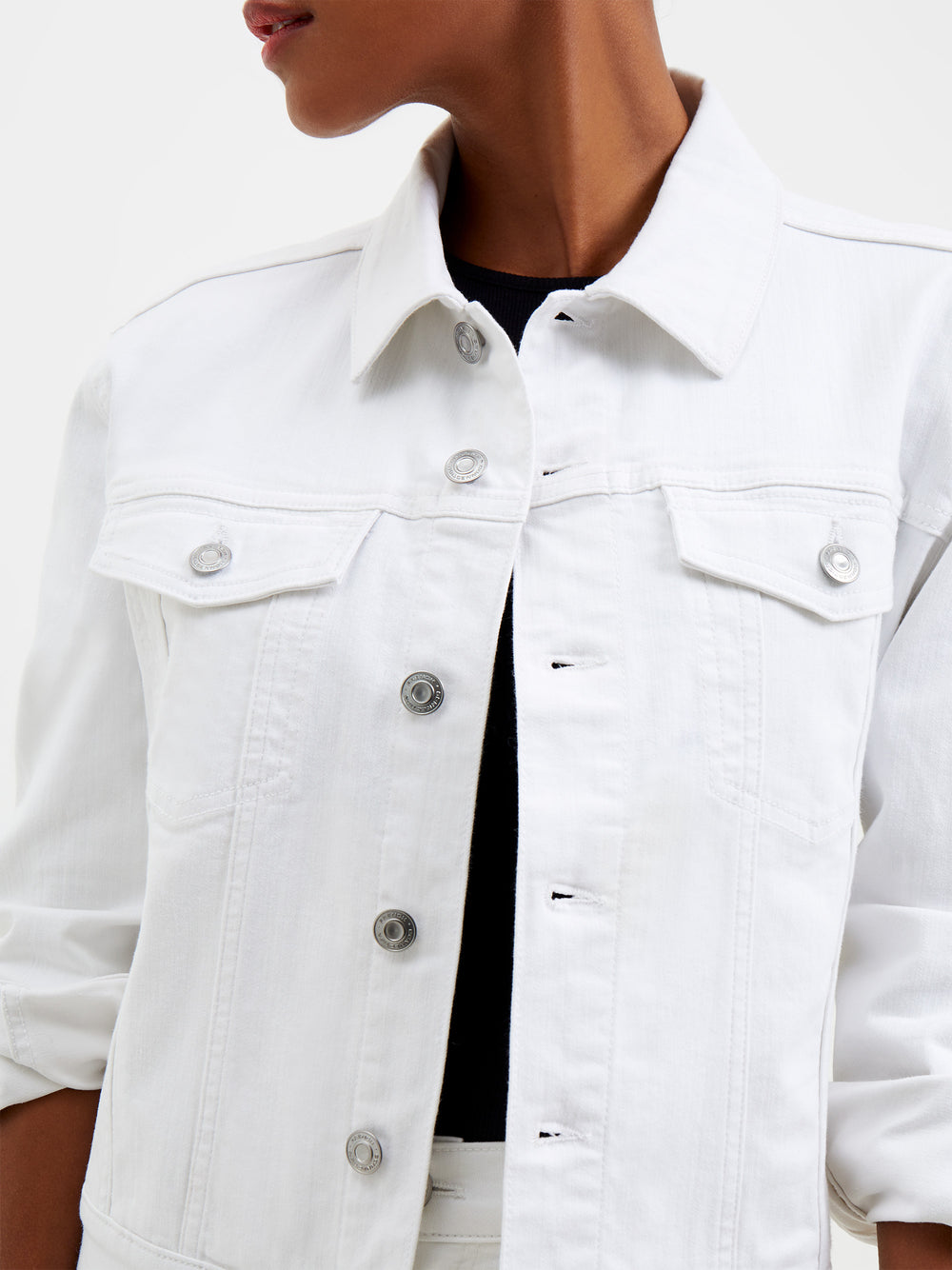 White Denim Stretch Trucker Jacket WHITE | French Connection UK