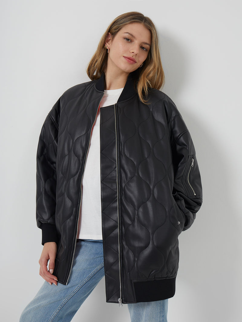 French connection bib deals waist quilted jacket