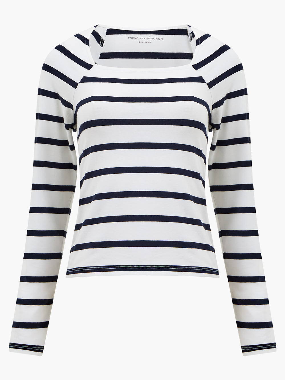 Rallie Stripe Square Neck Long Sleeve Top White Marine | French ...