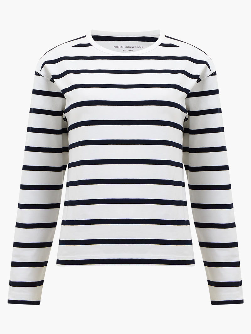 Rallie Stripe Slash Neck Top Stripe S White/Marin | French Connection UK