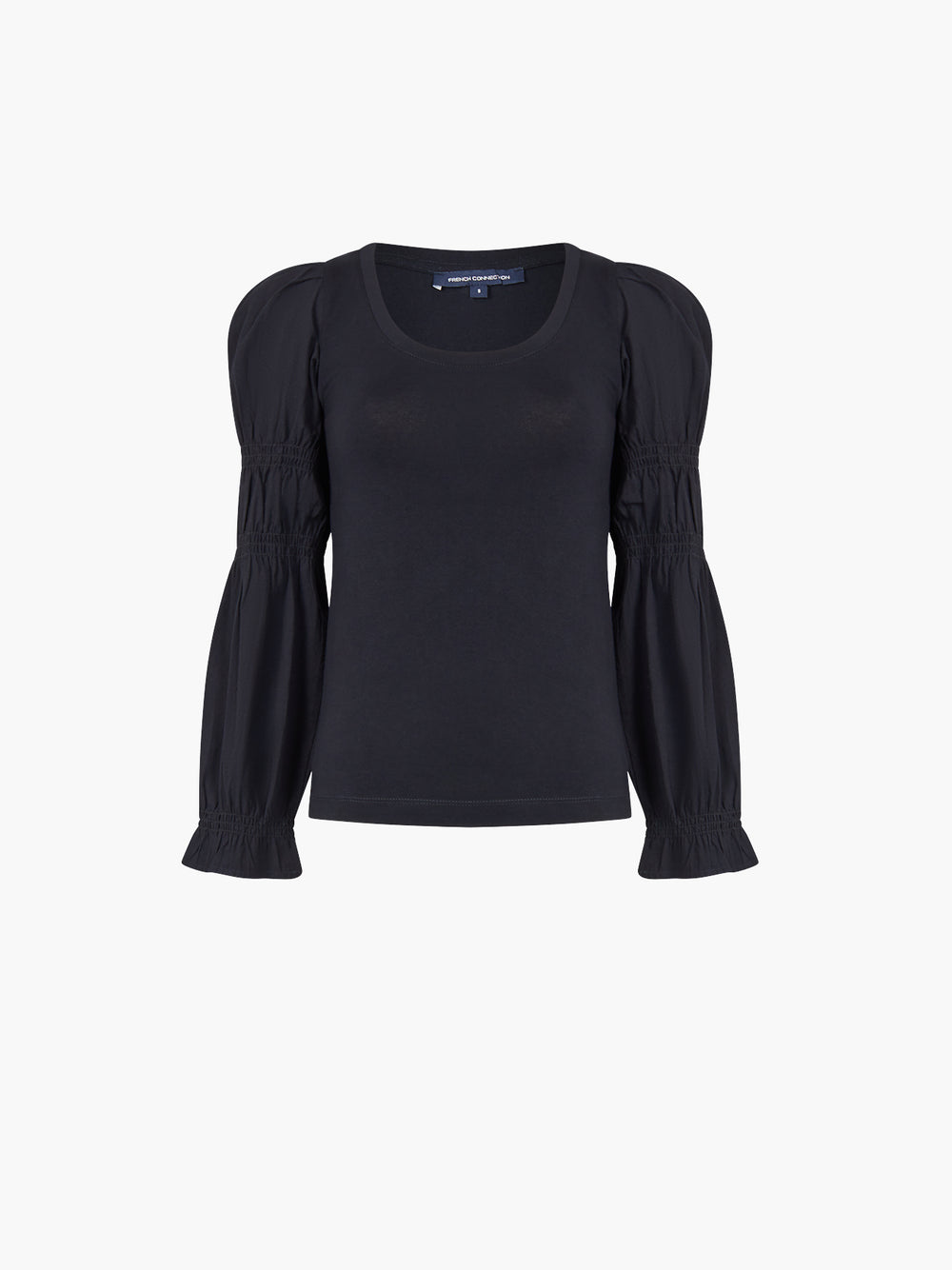 Tim Tim Solid Jersey Marie Sleeve Top Black | French Connection UK
