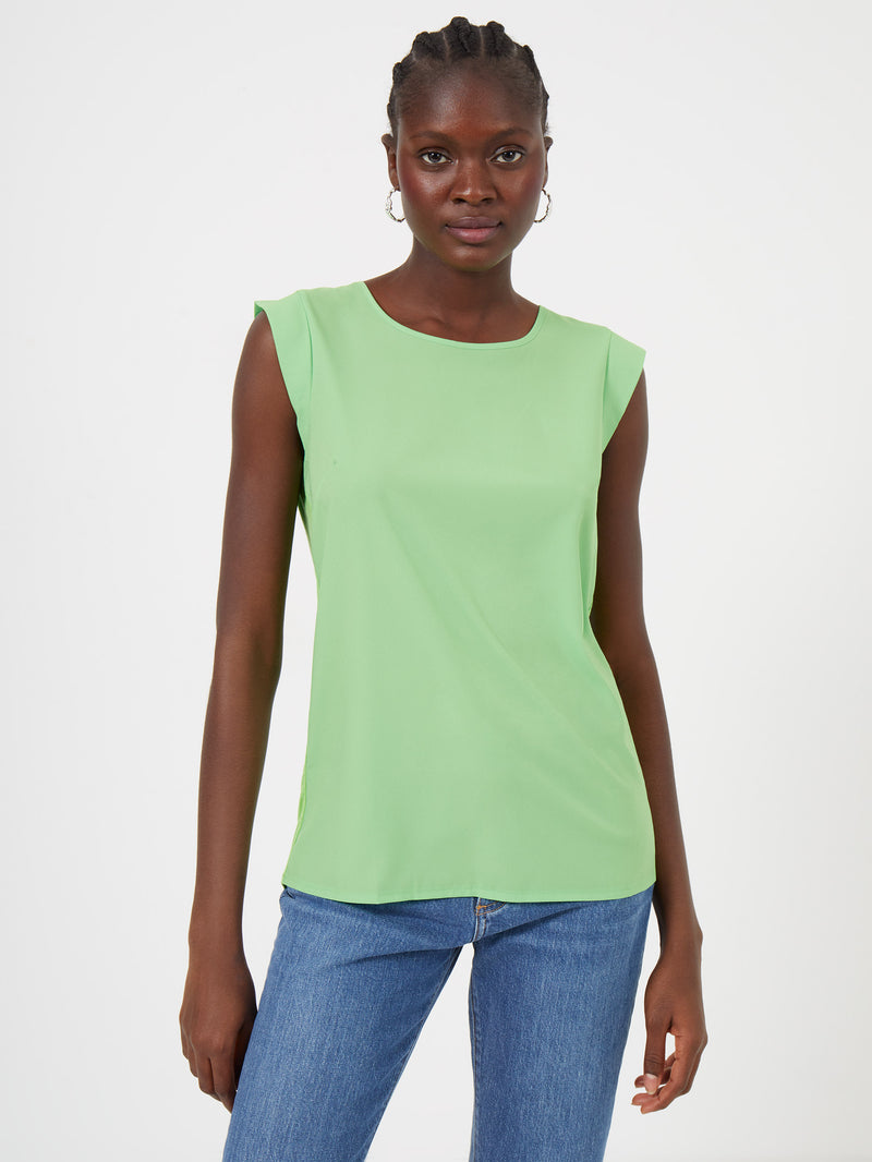 Crepe Light Capped Sleeve T-Shirt Green Flash | French Connection UK