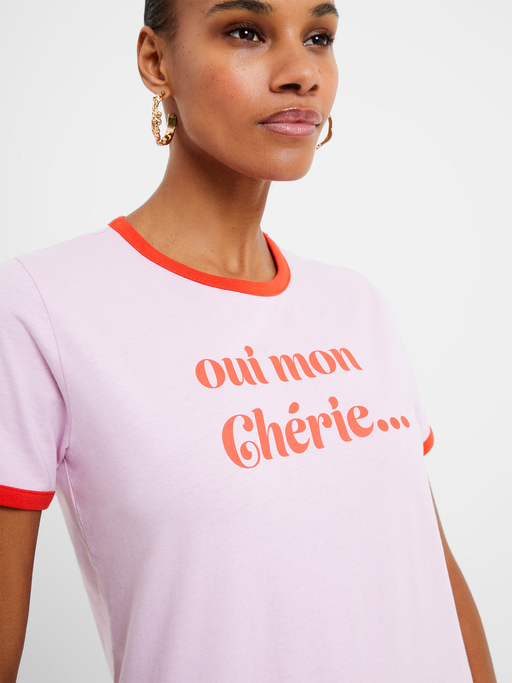 server Flourish Kræft Oui Mon Cherie Ringer T-Shirt Pastel Pink/Red | French Connection UK