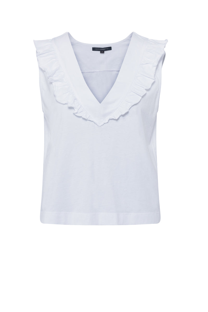 Perinne Organic V Neck Ruffle Top