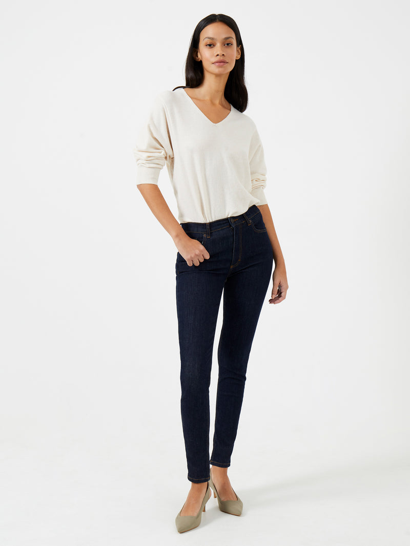 Ebba Vhari Recycled V Neck Jumper Oatmeal Melange French