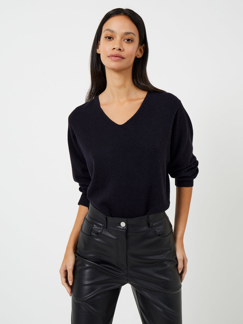 Ebba Vhari Recycled V-Neck Jumper Utility Blue | French Connection UK