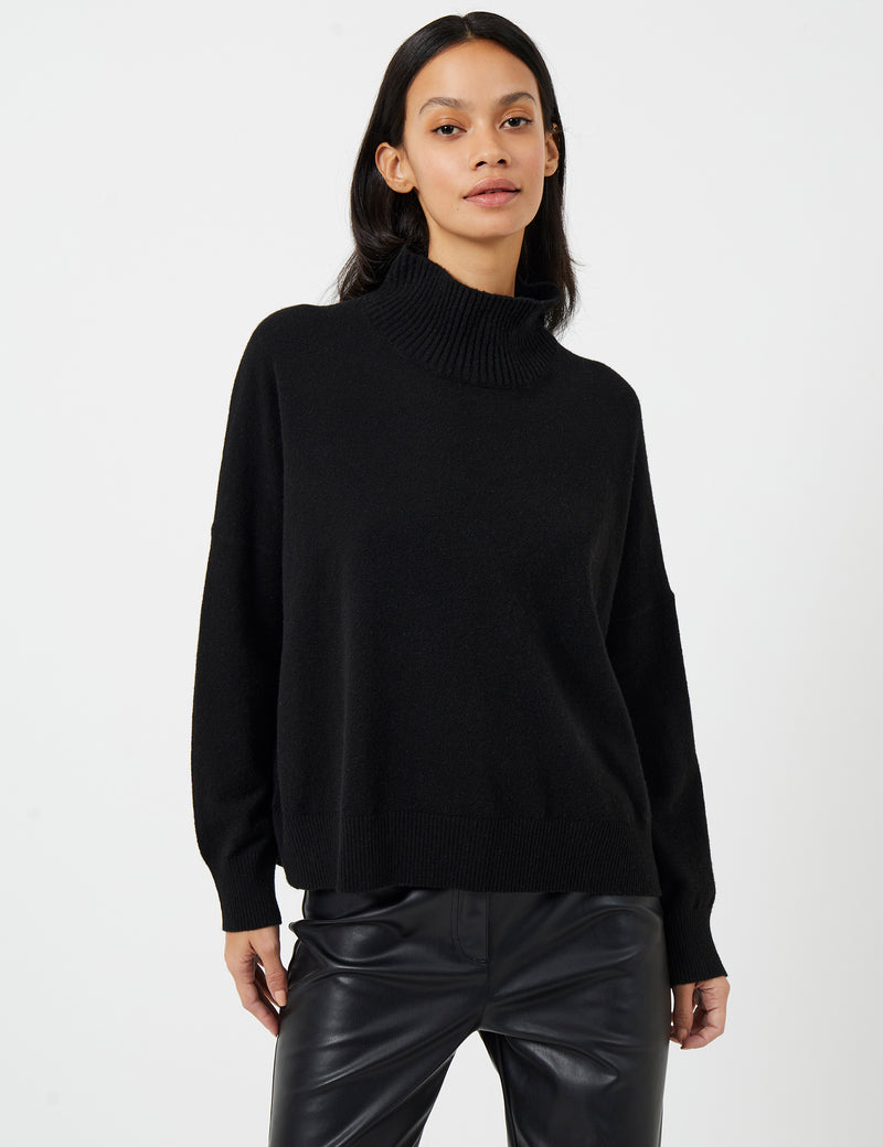 Jeanie Vhari Recycled Roll Neck Jumper Black | French Connection UK