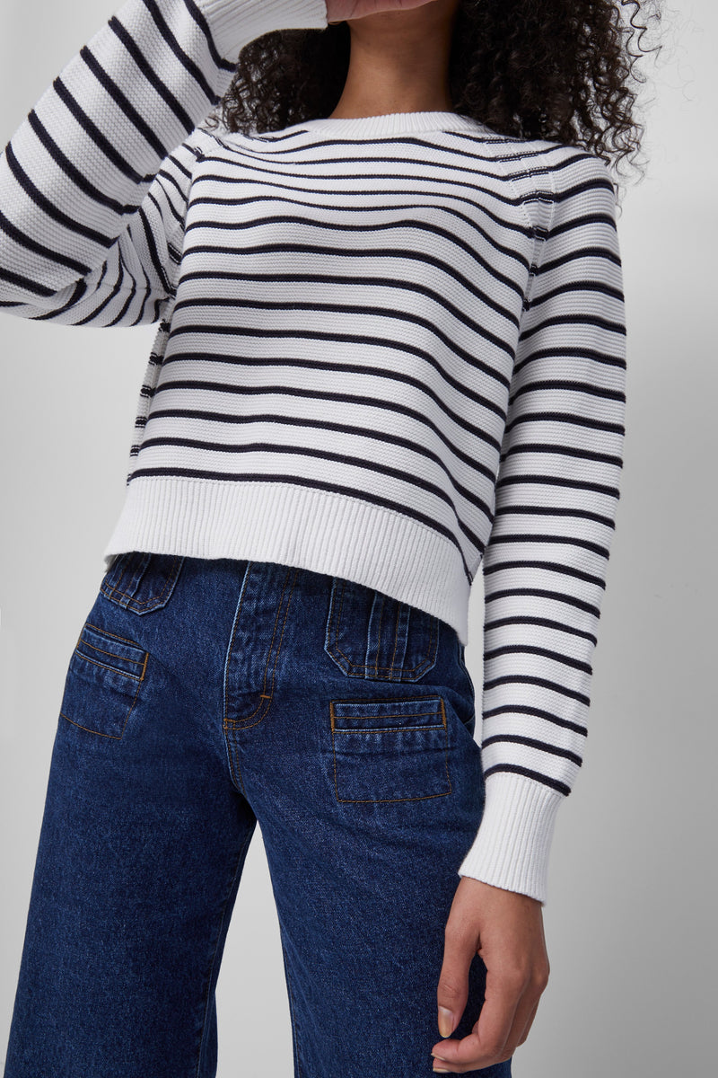 Lillie Mozart Stripe Jumper. Summer Wh-Utility Bl | French Connection UK