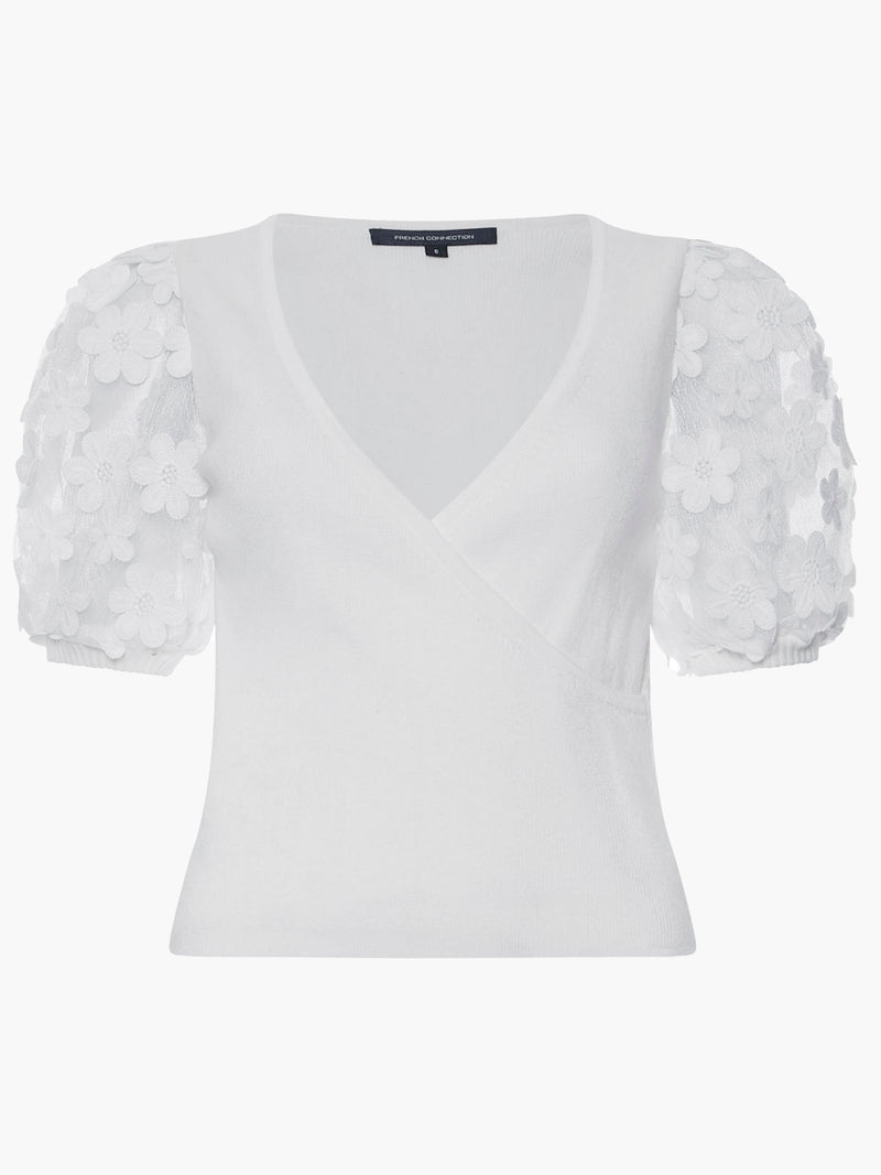 Lucille Lace Wrap Top Winter White | French Connection UK