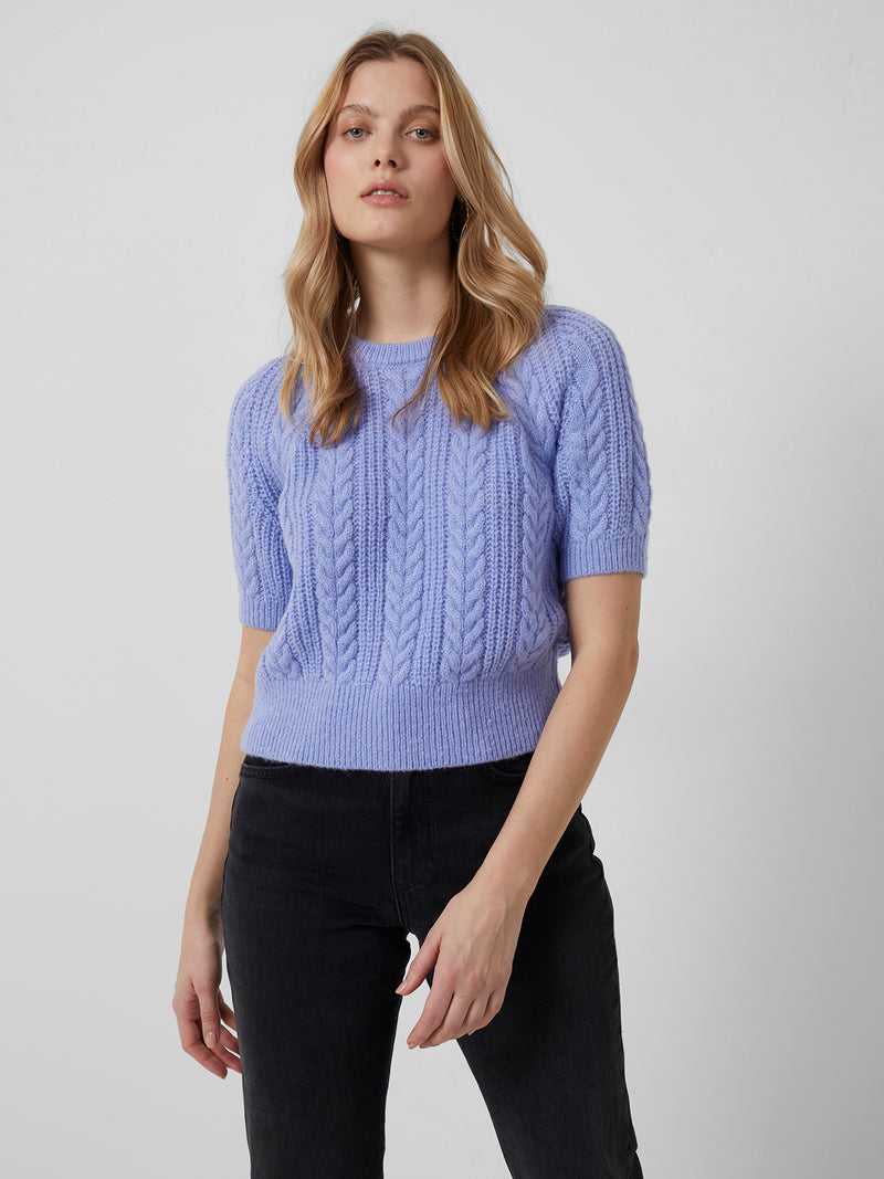 Madelyn Cable Knitted Top Paradise Blue | French Connection UK
