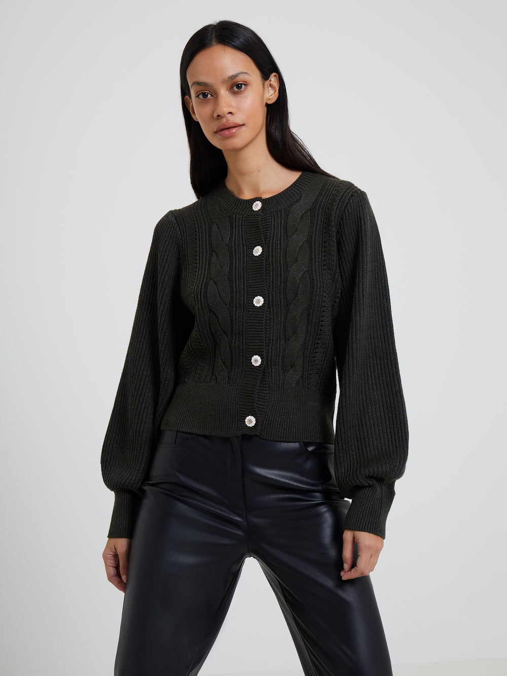 Lissie Cable Knit Cardigan Beech | French Connection UK